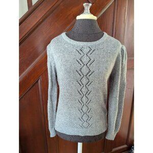 Vintage Vanderbilt Womens Gray Knit Sweater With Diamond Lace Detail Large